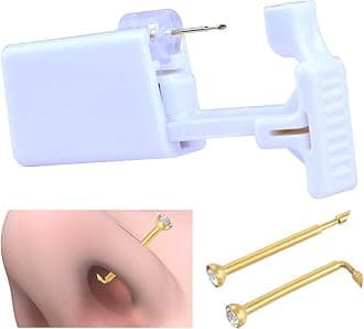 1PC Disposable Nose Piercing Gun Self Nose Piercing Kit Piercing Nose Rings Piercer Hypoallergenic 24K Real Gold Plated Nose Stud