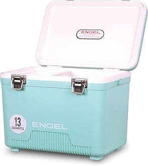 ENGEL Cooler Box 12.3 L - Leak-Proof, Air Tight, Drybox Cooler for Camping, Fishing, Hiking,Picnic - Mini Ice Boxes Large Enough for 15 Cans, 38 x 25.4 x 28.5 CM Small Cool Box for Drinks and Food