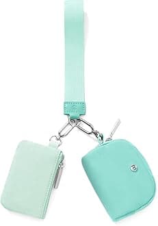 Keychain Wallet Mini Zip Around Wristlet Wallets for Women Detachable Dual Pouch Wristlet Portable Coin Purse Small Wallets