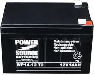 WP14-12 Sealed AGM 12 volt 14 ah Power Source Battery T2 .250 terminals replaces LC-RA1214PC1, LC-RA1215P1, LC-CA1215P1, SLA1102, RT12150, CBE14-12, CBE15-12, 6-DFM-15, 6-FM-14, SW12140, FM12140, GS12V14AH, BT15-12, EV12130, EV12140, Panasonic, Ritar, Sunnyway