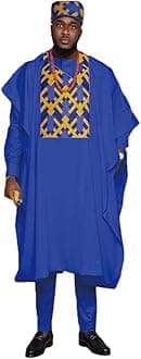 HD African Man Clothing Agbada Attire Embroidery Boubou Caftan 3 Pieces Outfit for Man Long Sleeves