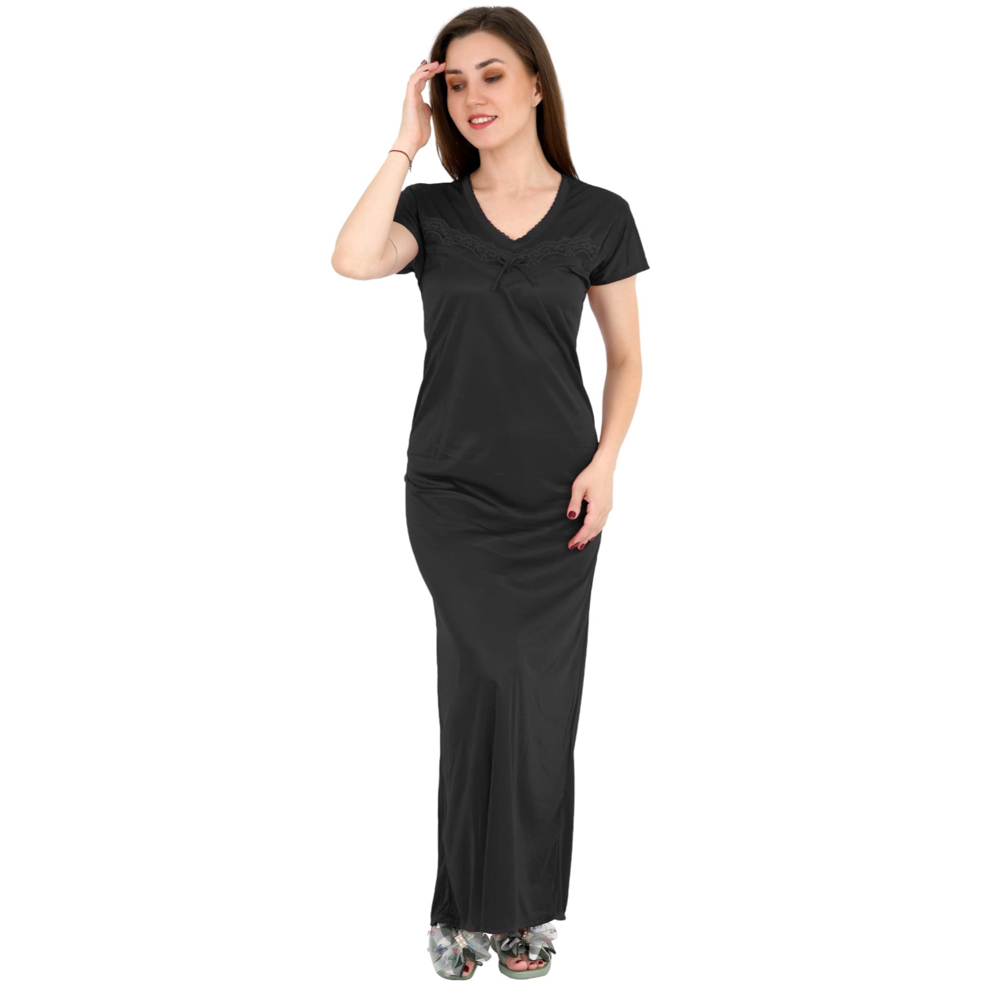 Siami Apparels Solid Satin Nighty