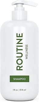 Routine Wellness Shampoo for Stronger Hair - Biotin | Vegan | Color Safe | Sulfate-Free | Clinically Tested | Nourishing Oils and Vitamins - Rosemary & Lemongrass 14oz