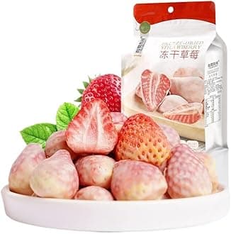 Freeze-dried Durian, Freeze-dried Strawberry, Vegan, Halal, Premium Freeze Dried Durian 100%, Freeze Dried Fruit, Natural Freeze Dried Fruit, Crunchy Fruits and Delicious (Strawberry flavor,5 bags)