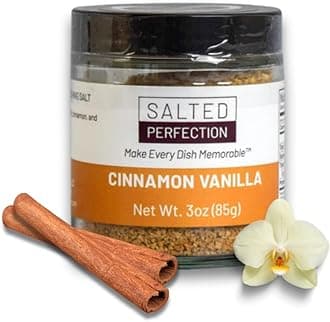 Cinnamon Vanilla Flavored Gourmet Finishing Salt - Fine Salt Flakes – Natural Flavored Sea Salt - 2.5 Ounces
