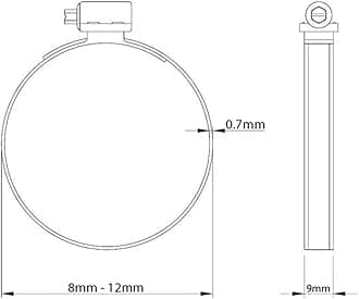 8mm - 12mm W2 - Stainless Steel Jubilee Type Strong Worm Drive Hose Clip Adjustable Hose Clamp Ducting Clamp for Flexible Hose Pipe (Pack of 4) X06AB