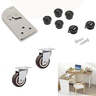 HOWHY 90° Rotating Table Hinges, Hardware for DIY Assembly of L-Shaped Cabinets and Tables ，Table Extension, Multifunctional Folding Table Connect Hinges (Opens Left), blakc