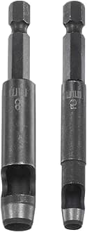 HARFINGTON 2pcs 5mm,8mm Leather Hollow Hole Punch 1/4" Hex Shank for Drills, Belt Hole Punch Punching Cutter Tool for Thick Fabrics Leathercraft Working
