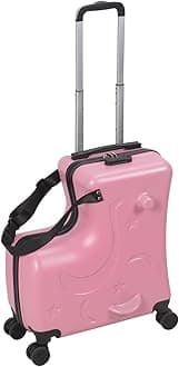 Grebest 20" Ride-On Travel Suitcase for Kids, Children's Carry on Luggage with Spinner Wheels, Toddler Rolling Trolly Luggage with Seat & Safety Belt, Gift for Kids​ Pink