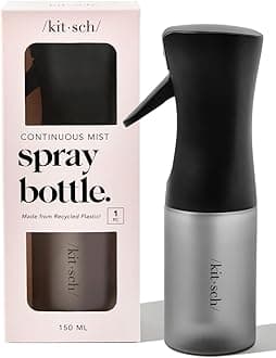 Kitsch Spray Bottle for Hair 150ml - Continuous Water Spray bottle for Hair, Cleaning, Gardening, Versatile Spray Bottles - With Ultra Fine Mist - Made from Recycled Plastic - Black