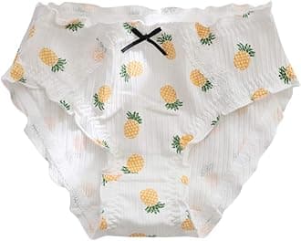 3pcs Cotton Underwear Brief Cute Cotton Panties Fruit Pattern Underwear Panties for Women Girls Hipster Soft Panties Size