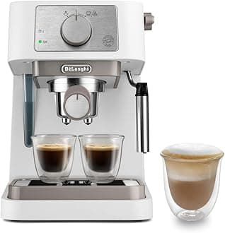 Manual Coffee Machine Stilosa EC260.CR, 15 Bar Pressure, Cappuccino System, Automatic Switch-Off, Compatible with ESE pods, 2 Level Tray, Capacity 1L Cream