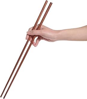 Donxote Wooden Noodles Kitchen Cooking Frying Chopsticks 16.5 Inches Brown Extra Long Set of 2 Pairs