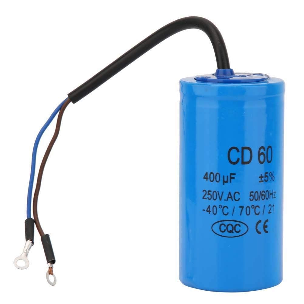 CD60 Run Capacitor with Wire Cable 250V AC 400uF 50/60Hz for Motor Start Motor Air Compressor