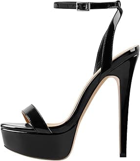Platform Stiletto High Heels for Women, Round Open Toe Ankle Strap Sexy Heeled Sandals for Wedding Party Dress