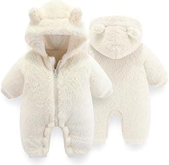 UVIPC Baby Newborn Bear Outfit Fleece Snowsuit Winter Clothes Hooded Jumpsuit Romper for Baby boy girl
