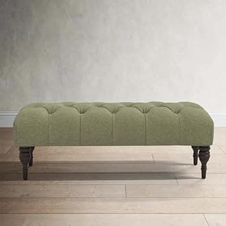 Homevibes Storage Zeno Ottoman with Hidden Compartment, Rectangular 2 Seater Ottoman, Living Room Furniture, Storage Ottomans for Office, Bedroom, Living Room (Ivory) (Green)