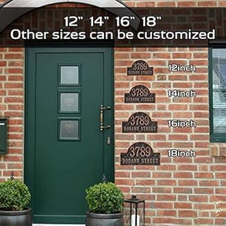 MORIDA Personalized Cast Address Sign House Number Home Address Plaque 12 Inch, Custom Steet House Number Sign, Metal or Acrylic Antique Brass for Outside Vintage
