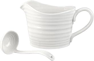 Portmeirion Sophie Conran White Sauce Jug, Fine Porcelain Serving Pitcher - 1 Pint Gravy Jug for Dining, Everyday Meals & Entertaining - Dishwasher, Oven, Freezer, Microwave Safe