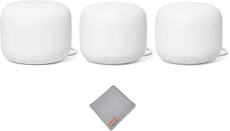 Nest WiFi Router and 2 Points - WiFi Extender with Smart Speaker - Works with Google WiFi (3 Pack) White