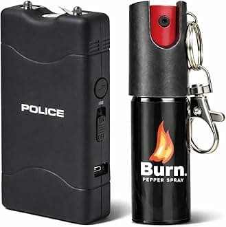Police Stun Gun Burn Pepper Spray Combo Women Men Self Defense - 800 Black