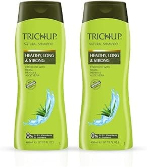 TrichupHealthy, Long & Strong Herbal Hair Shampoo - The Natural Goodness of Aloe Vera, Neem & Henna 400ml - Pack of 2