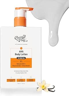 Chemist at Play AHA Body Lotion with 5% Natural AHA, Niacinamide, Shea Butter | For Exfoliating Dry & Dead Skin Cells, Deep Nourishment & Radiant Skin | Skin Brightening Lotion | 236ml