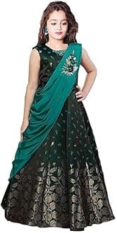 White ButtonNew latest Girl's Tissue checks readymade Lehenga choli for girls dress