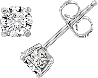 - Amazon Essentials Yellow Gold Plated, Platinum or Rose Gold Plated Sterling Silver Infinite Elements Cubic Zirconia Stud Earrings | White, Blue, Green, or Pink Cubic Zirconia