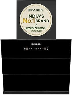 Bliss 60cm 1350m³/hr Filterless Kitchen Chimney | Slant Body | Autoclean Alarm|Moodlight | Touch&Gesture | 8Yr on Motor,2Yr Comprehensive Warranty by Faber | Hood Bliss FL SC HC BK IN 60, Black