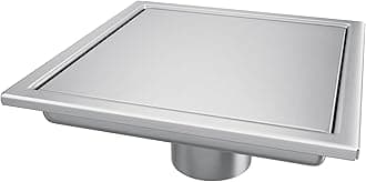 Square Shower Drain, 6 Inch with 2 In 1 Tile-Insert Cover, Brushed AISI 304 Stainless Steel Shower Floor Drain with Hair Catcher