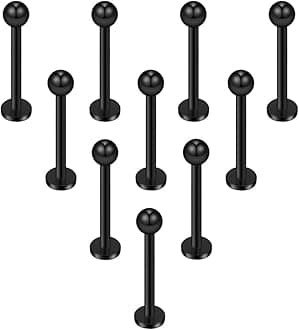 Ruifan 16G 316L Stainless Steel 3mm Ball Labret Monroe Lip Ring Tragus Helix Cartilage Earring Stud Barbell Bar Length 6mm 8mm 10mm 12mm Body Piercing Jewelry