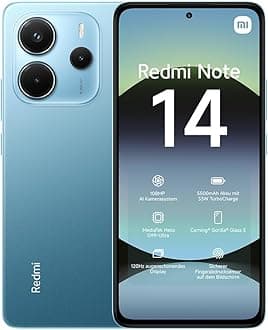 Xiaomi Redmi Note 14 smartphone, 8+256GB, blue, 108MP AI camera system, 5500mAh battery, 120Hz eye-care display, AI features (no charger included), 2 year Warranty