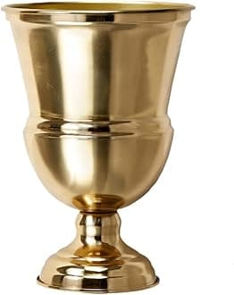 Serene Spaces Living Decorative Gold Vase Urn, Gold Vases for Centerpieces, Metal Vase Use for Home Decor, Wedding, Parties, Floral Arrangements, Measures 10.25" Tall & 7.25" Diameter (Pack of 1)