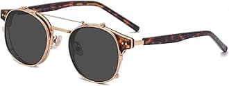 Dollger Double Lens Clip On Sunglasses Non-flip Lens Round Steampunk Style Glasses for Men Women