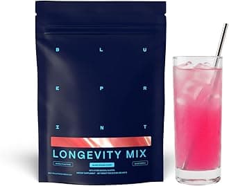 Blueprint Bryan Johnson Longevity Mix - Muscle Builder & Recovery Supplement - Promotes Focus and Balanced Mood - Magnesium, Creatine, L-Theanine, Glutathione & Vitamin C- 30 Servings, Blood Orange