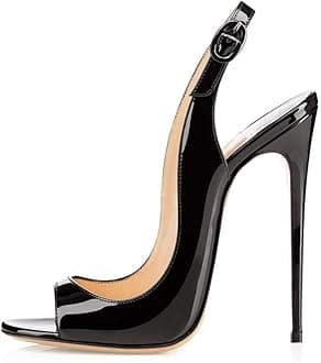 SAMMITOP Women's Peep Toe Pumps High Heels Stilettos Heeled Sandals Ankle Strap Slingback Sandals Sexy 4.7 Inch