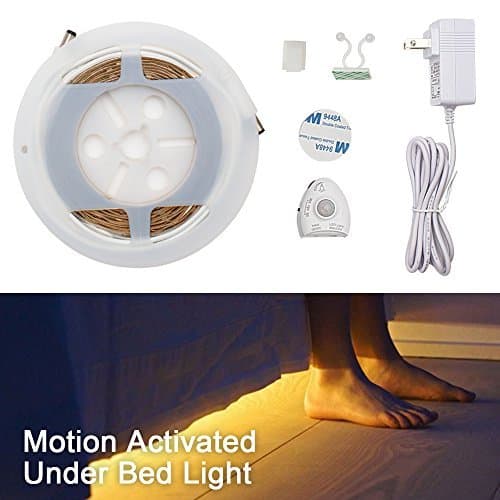 Haian Motion Activated Bed Light,under Bed Lights Dimmable Motion Sensor Night Light Bedside Lamp Illumination,47inch LED Strip with Automatic Shut Off Timer for Bedroom,Warm White 2700K