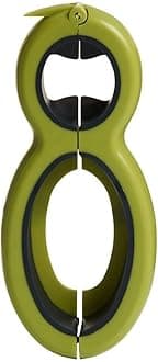 MOSHTU Bottle, Bag & Can Opener, Jar & Lid Twist Off Gripper, and Seal & Lid Remover Green, Black Kitchen Tool Set