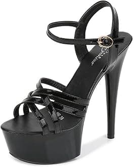 Shoes Women Stiletto Sandals Striptease Walking Show Sandals Model High-Heeled Shoes Sandals Platform Wedding Shoes Female New Heel Height 15Cm/5.9In