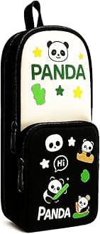 Kiddie Galaxia Black Panda Pencil Case 6 Layer with 3 Compartment Cute Aesthetic Pencil Case for Boys & Girls Large Capacity Pencil Pouch for School Kids Cute Stationary Gift Organizer for School