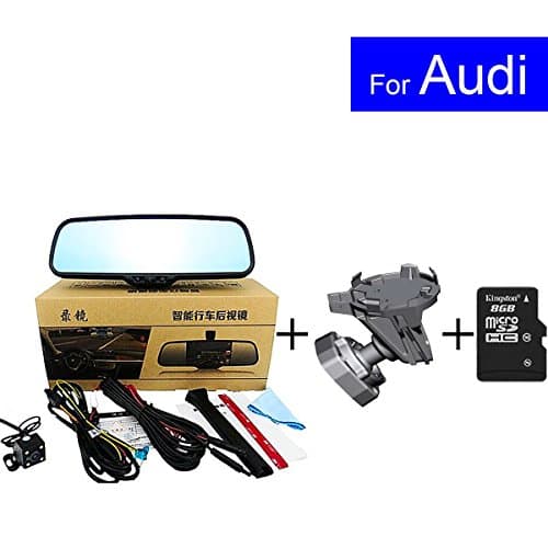 SunShine 5 inch Touch Screen Android Car Rear View Mirror DVR with GPS Navigation Bluetooth USB SD MP5 for Audi A1 A2 A3 A4 A6 A8 Q3 Q5 Q7 Reverse DVR In-Mirror Video with Bracket