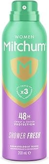 Mitchum Women Triple Odor Defense 48HR Protection Deodorant Spray & Antiperspirant (200ml) Shower Fresh, Dermatologist Tested