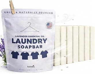 KELEBS Organic Laundry Soap Bar with Lavender for Sensitive Skin - Delicate Stain Remover Clothes, Underwear, Collar - 9 pcs