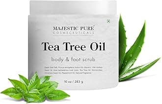 MAJESTIC PURE Tea Tree Foot & Body Scrub with Tea Tree Oil, Exfoliating Salt Scrub to Exfoliate & Moisturize Skin, Deep Cleansing - 10 oz
