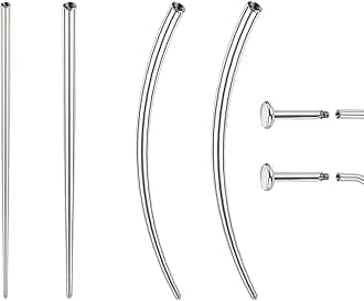 14G 16G 18G 20G Piercing Taper Piercing Ball Grabber Tool Stainless Steel Flat Back Earring Applicator Tool Threadless Insertion Pin Curved Body Piercing Kit for Ear/Nose/Navel/Lip/Eyebrow