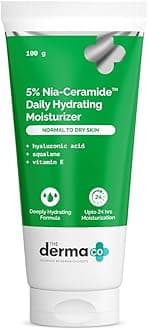 The Derma Co. 5% Nia-Ceramide Daily Hydrating Moisturizer | For Normal to Dry Skin | 24-H Moisturization | 5% Niacinamide, 2% Ceramide | Hyaluronic Acid, Vitamin E & Squalane | Non sticky | 100 g
