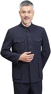 Men's Zhongshan China Style Jacket Solid Color Single Breasted Lapel Casual Long-Sleeved Coat
