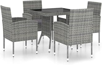 vidaXL Garden Dining Set 5 Piece Outdoor Furniture Yard Patio Dining Table and Chair Balcony Dinner Table Terrace Dinner Chair Poly Rattan Anthracite