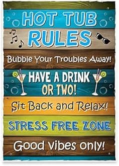 Red Ocean Funny Hot Tub Rules Wall Plaque - Novelty Hot Tub Outdoor Garden Sign For Outside - Hot Tub Accessories - Spa Home Decor Signs - Hot Tub Signs For Garden